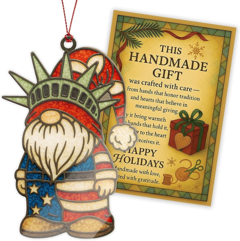 NELXI Gnome Christmas Tree Ornaments, Patriotic Christmas Ornaments, Patriotic Gnome Ornament in American Flag Colors, Gnome Gifts for Holiday Presents, Gift Exchange Ideas, Gnome Ornament Decorating Fun - Image 5